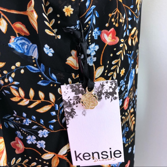KENSIE shift dress floral chiffon bell sleeve - Picture 8 of 8